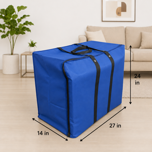 Extra Large Storage Bag – Heavy Duty Clothes, Blanket & Comforter Organizer | 27 × 24 × 14 Inch (Grey)