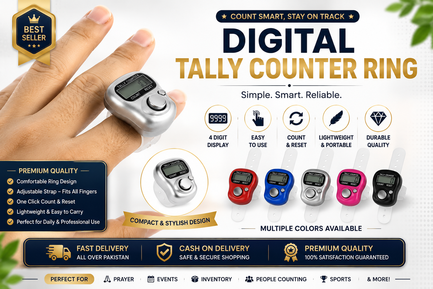 Premium Digital Finger Counter Ring – LCD Electronic Tally Counter