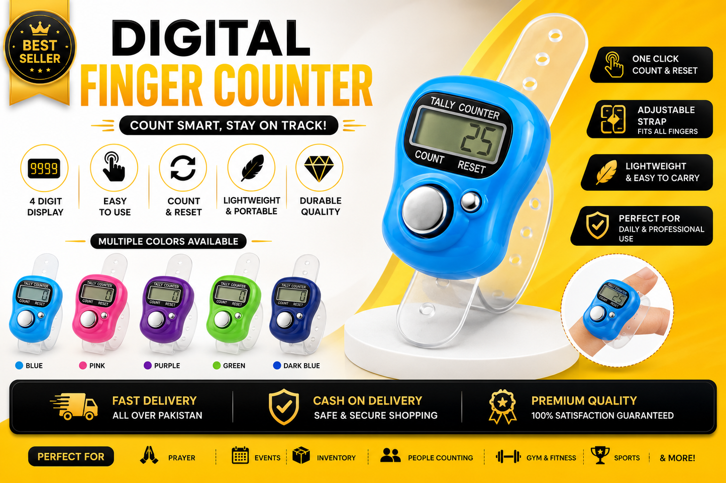 Premium Digital Finger Counter Ring – LCD Electronic Tally Counter